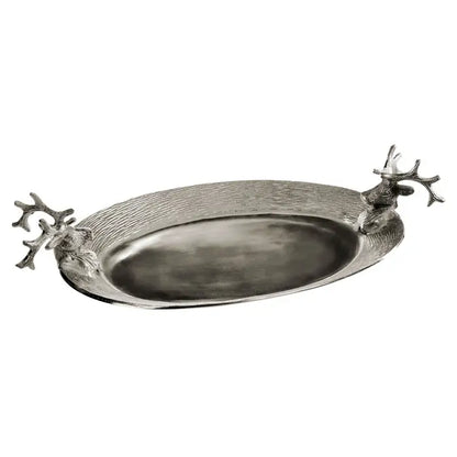 Large Silver Stag Serving Tray