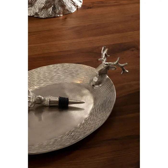 Large Silver Stag Serving Tray