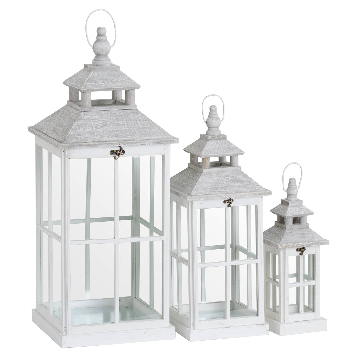 White Window Style Christmas Lanterns Set Of 3