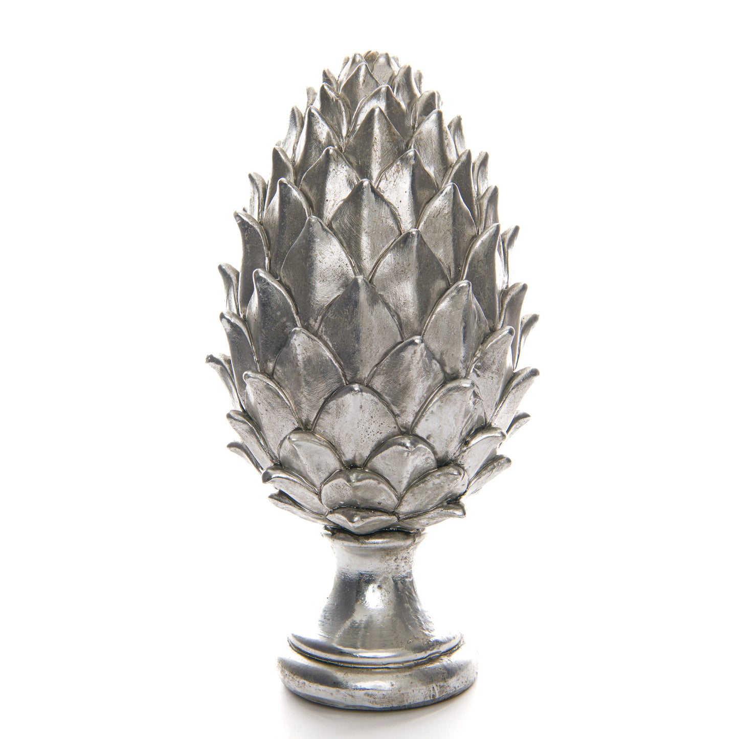 Tall Silver Festive Pinecone Decoration