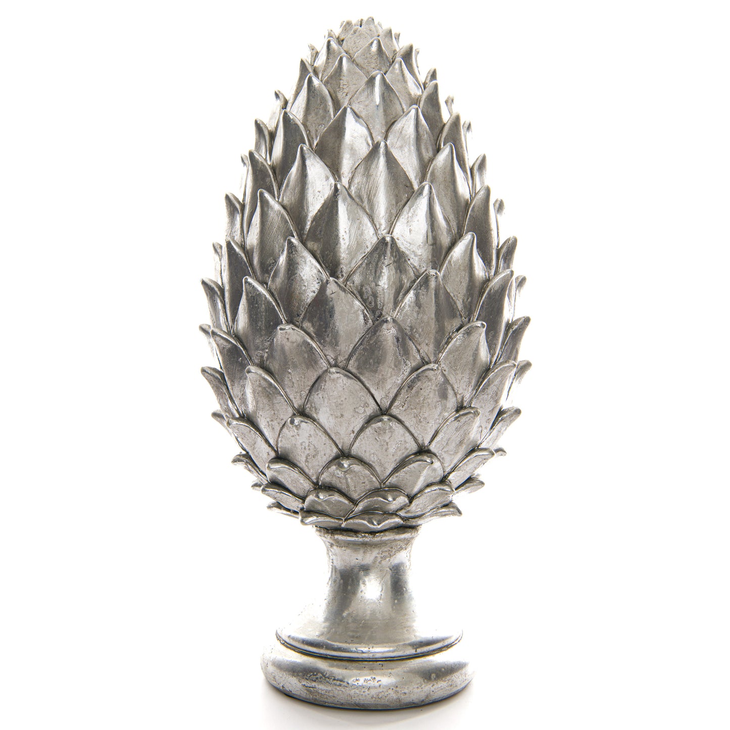 Tall Large Silver Festive Pinecone Decoration