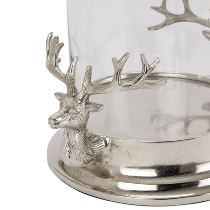 Silver Stag Head Hurricane Lantern