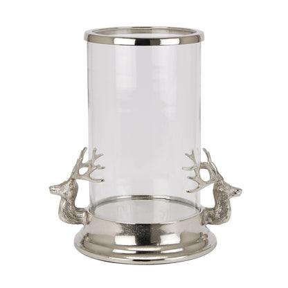 Silver Stag Head Hurricane Lantern