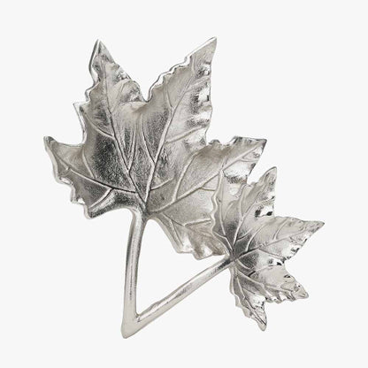 Silver Metal Dual Oak Leaf Bowl