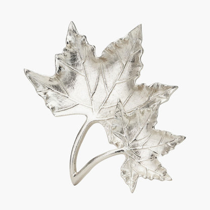 Silver Metal Dual Oak Leaf Bowl