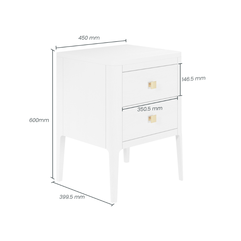 Abberley Bedside - White - 2 Drawers