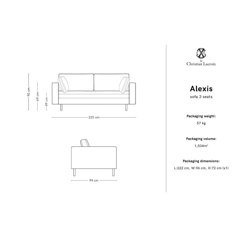 Alexis Three Seater Sofa - Light Grey