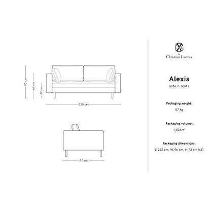 Alexis Three Seater Sofa - Light Grey