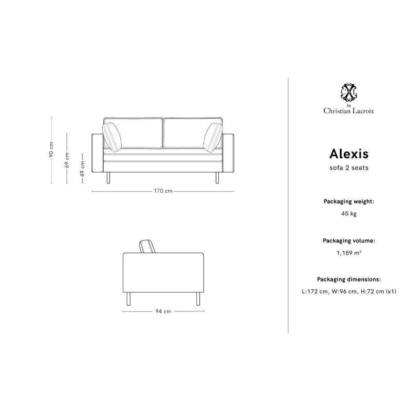 Alexis Two Seater Sofa - Royal Blue