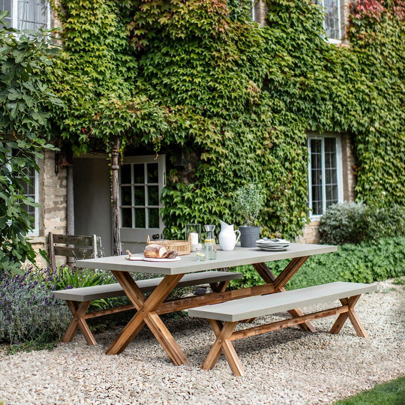 Burford Table and Bench Set in Natural - Large