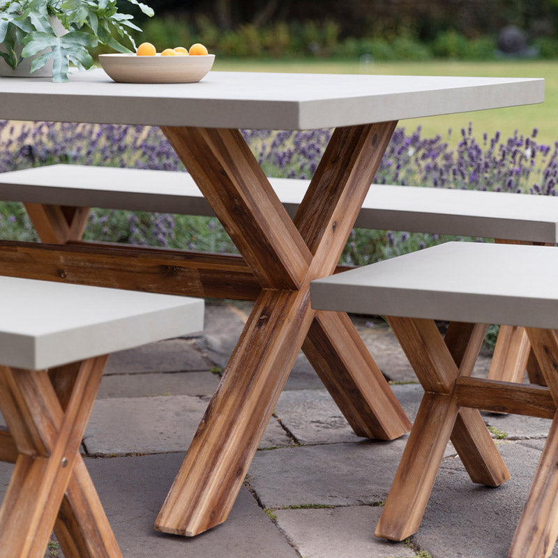 Burford Table and Bench Set in Natural - Small