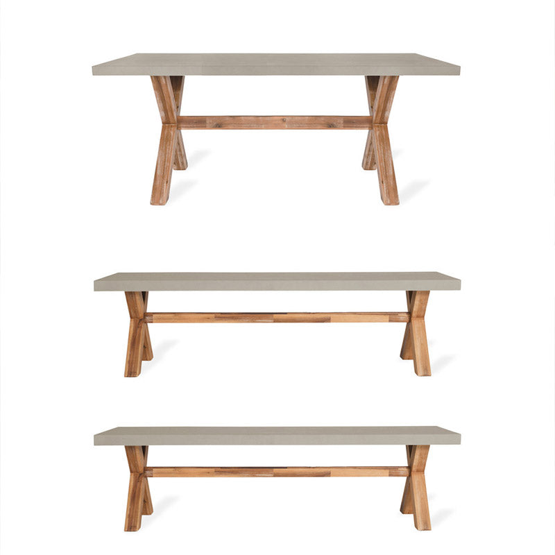 Burford Table and Bench Set in Natural - Small