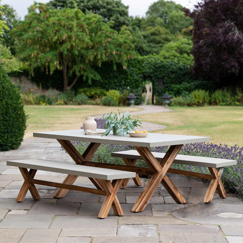 Burford Table and Bench Set in Natural - Large