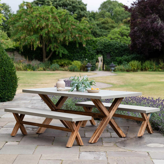 Burford Table and Bench Set in Natural - Small