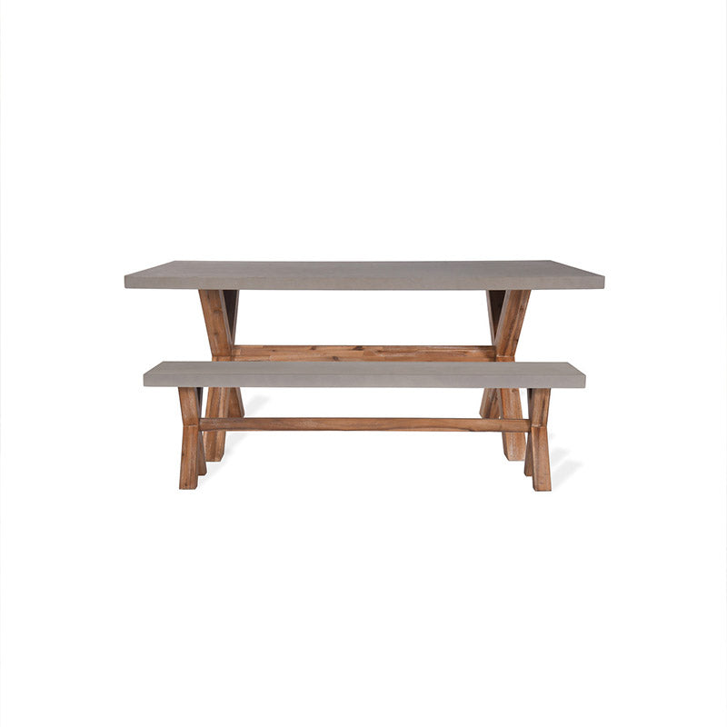 Burford Table and Bench Set in Natural - Small