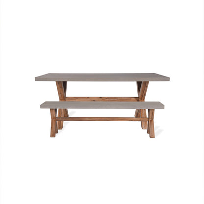 Burford Table and Bench Set in Natural - Small