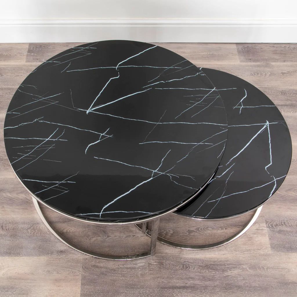 Native Home Black Stone Coffee Table - Nest of 2