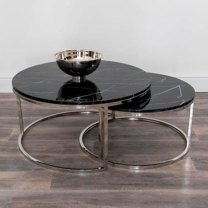 Native Home Black Stone Coffee Table - Nest of 2