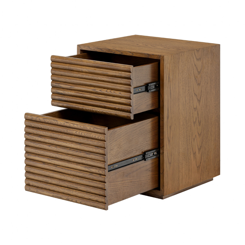 Charlton Ribbed Walnut Bedside - 2 Drawers