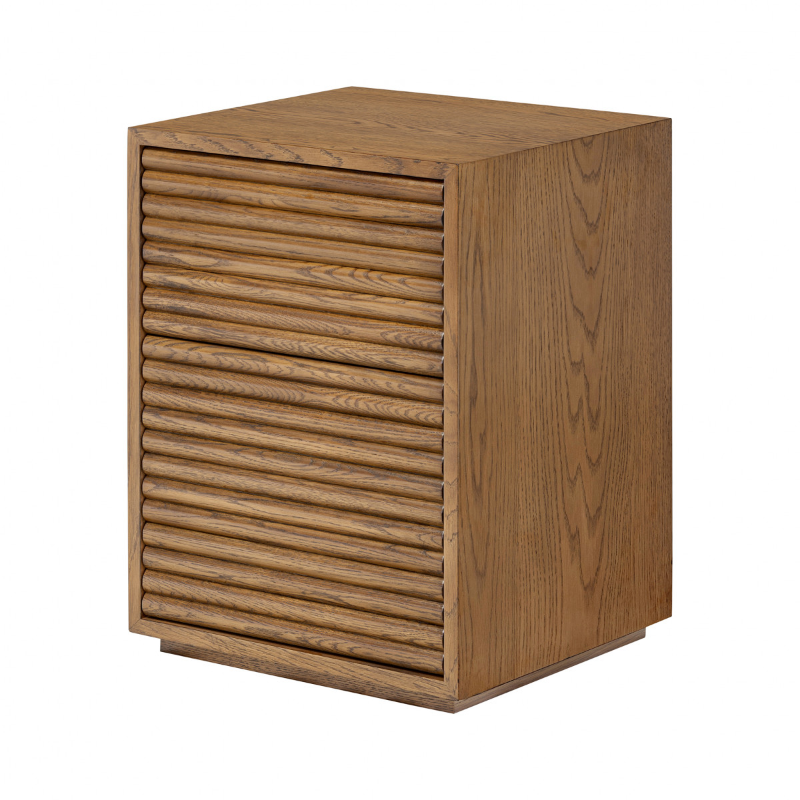 Charlton Ribbed Walnut Bedside - 2 Drawers