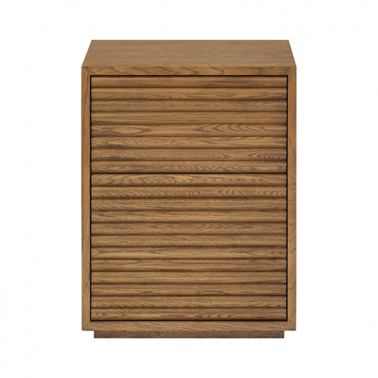 Charlton Ribbed Walnut Bedside - 2 Drawers