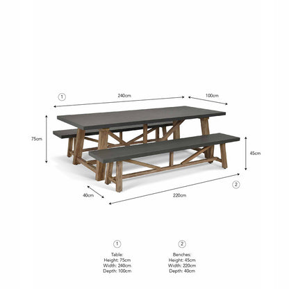 Chilford Dining Table & Bench Set - Large