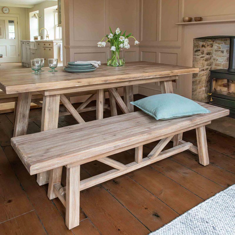 Chilford Solid Wood Dining Table & Bench Set - Small