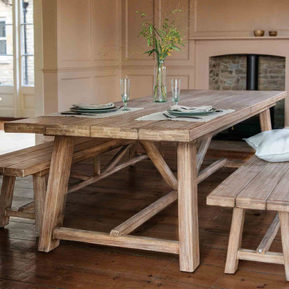 Chilford Solid Wood Dining Table & Bench Set - Large