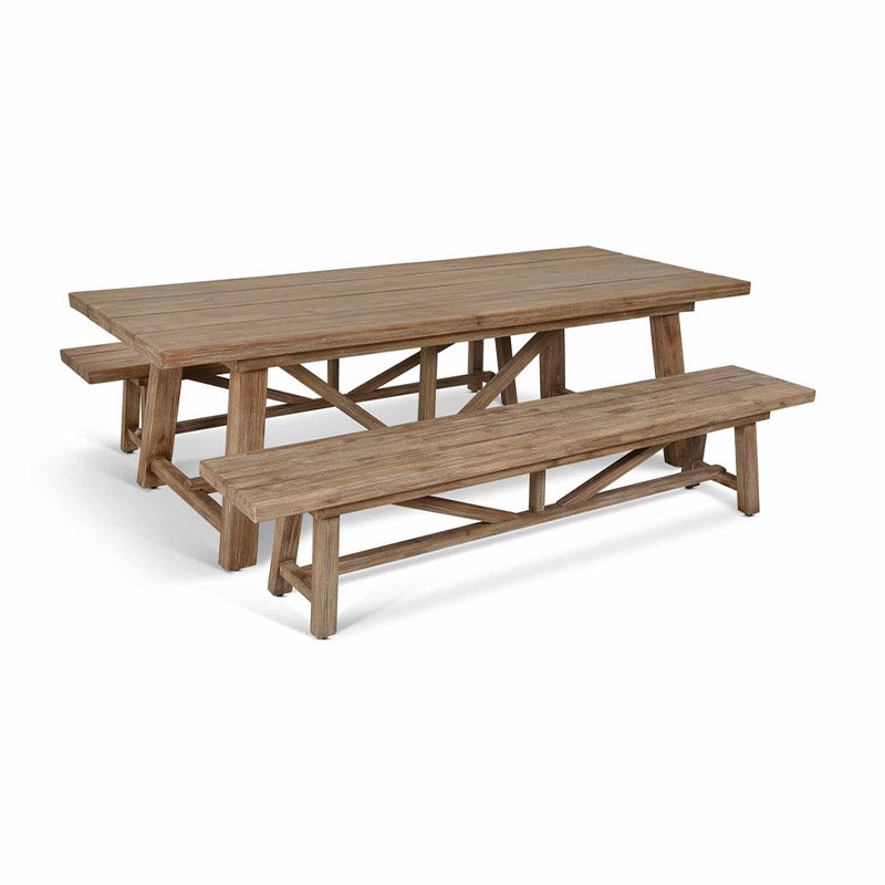 Chilford Solid Wood Dining Table & Bench Set - Large