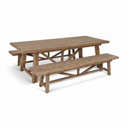 Chilford Solid Wood Dining Table & Bench Set - Large