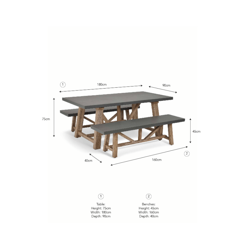 Chilford Dining Table & Bench Set - Small