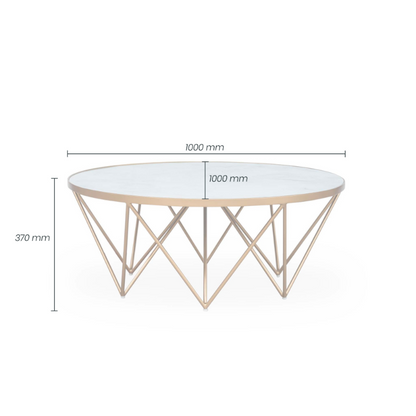 Crofton Round Coffee Table - White Marble Glass