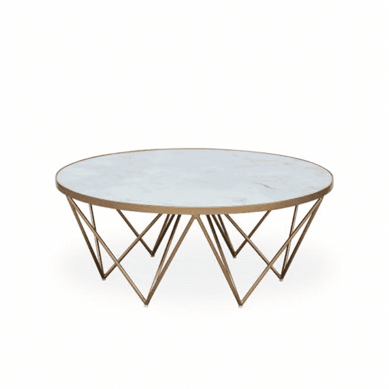 Crofton Round Coffee Table - White Marble Glass