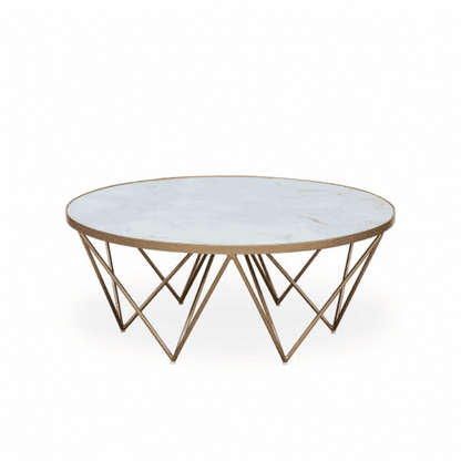 Crofton Round Coffee Table - White Marble Glass