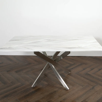 Native Silver Plated Marble Glass Dining Table