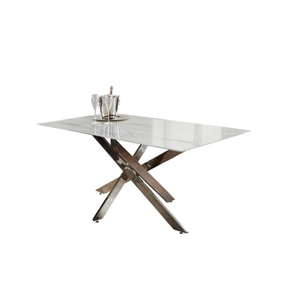 Native Silver Plated Marble Glass Dining Table