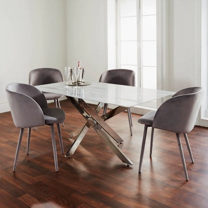 Native Silver Plated Marble Glass Dining Table