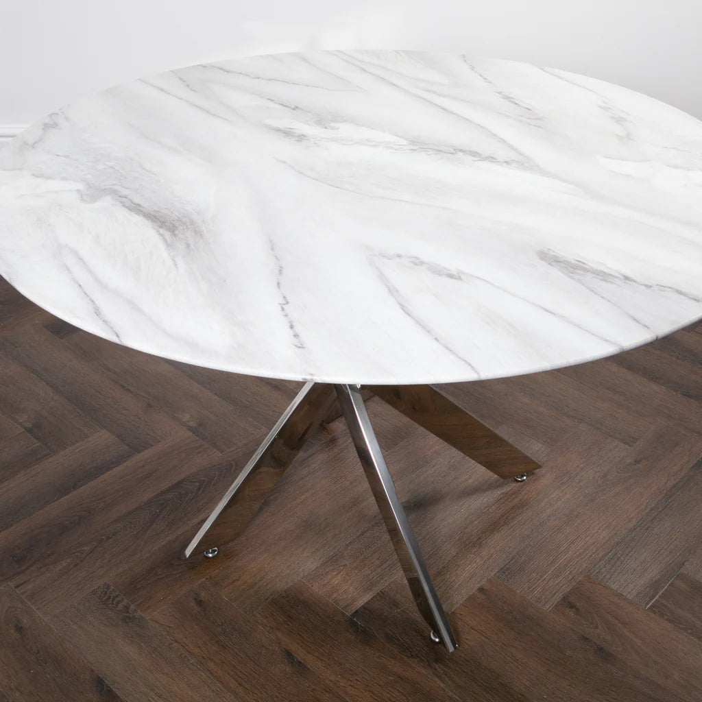 Native Silver Plated Marble Glass Round Dining Table