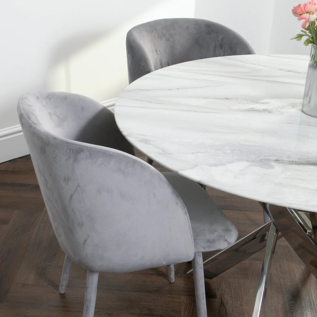 Native Silver Plated Marble Glass Round Dining Table