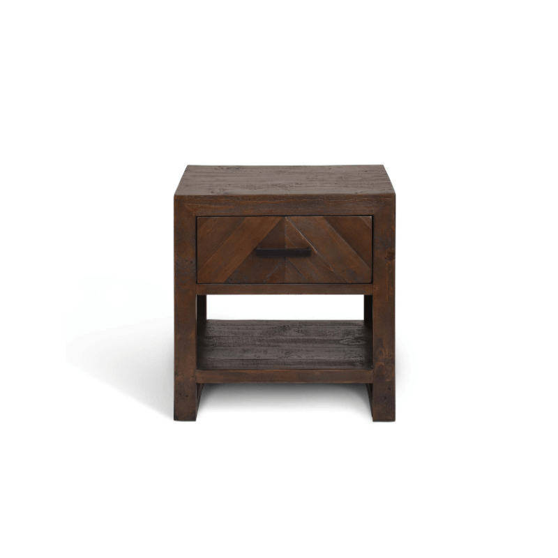 Fawley Chevron Bedside Table - Antique Brown