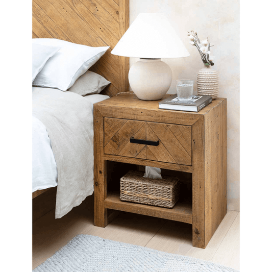 Fawley Chevron Bedside Table - Natural