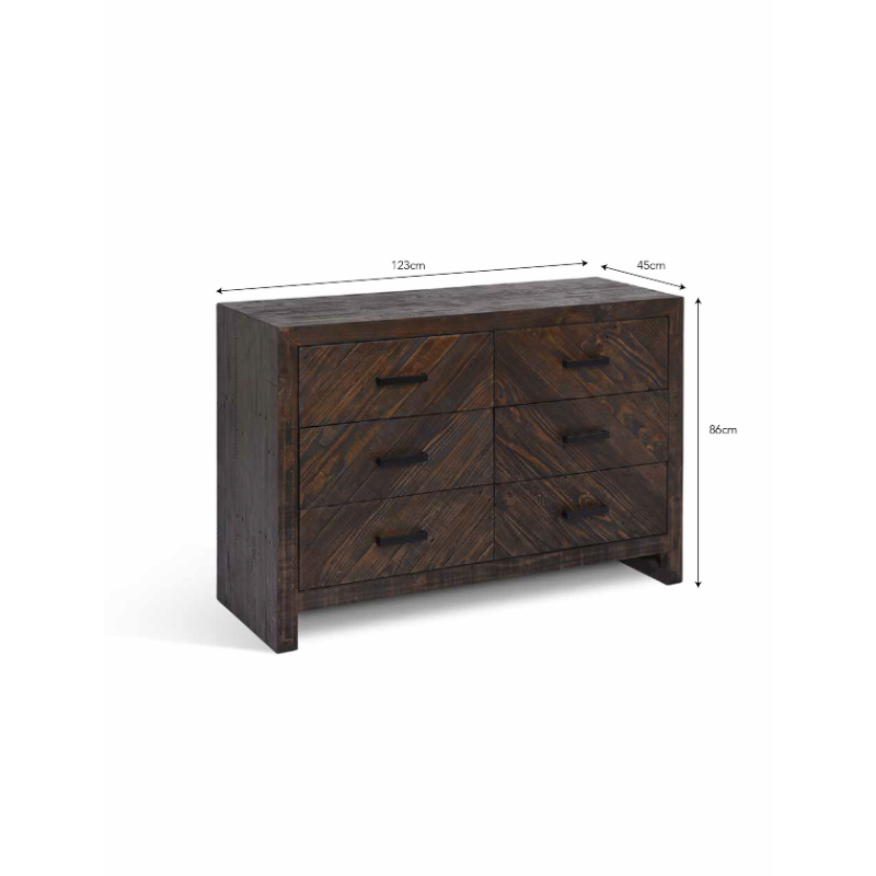 Fawley Chevron Chest of Drawers - Antique Brown