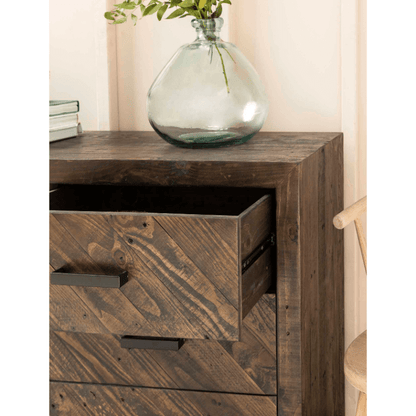 Fawley Chevron Chest of Drawers - Antique Brown