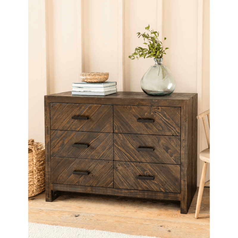 Fawley Chevron Chest of Drawers - Antique Brown