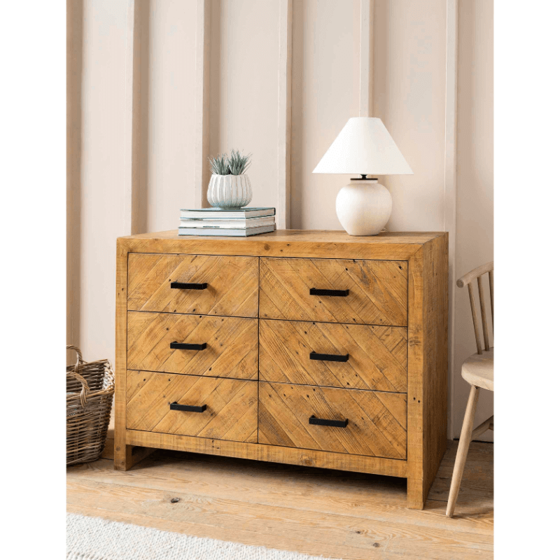 Fawley Chevron Chest of Drawers - Natural