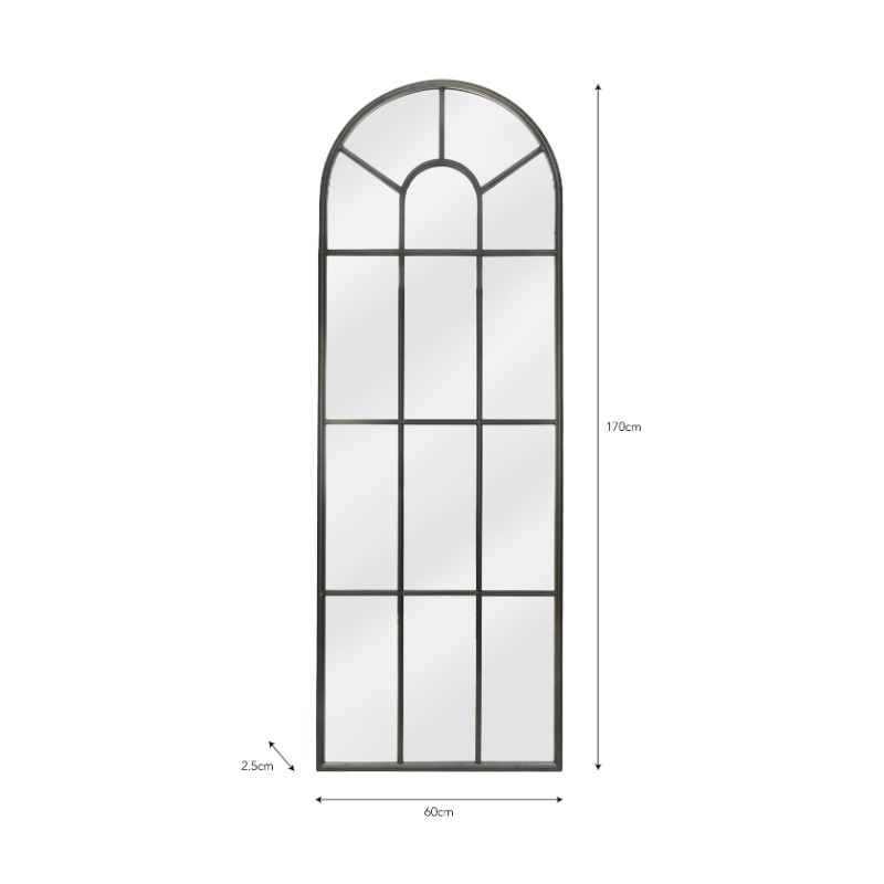 Fulbrook Iron Arched Mirror 170 X 60cm