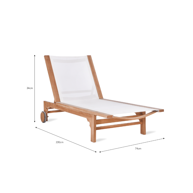 Teak Porthmore Lounger - White