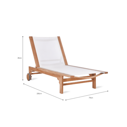 Teak Porthmore Lounger - White