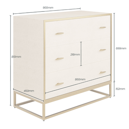 Hampton Chest of Drawers - Ivory Shagreen