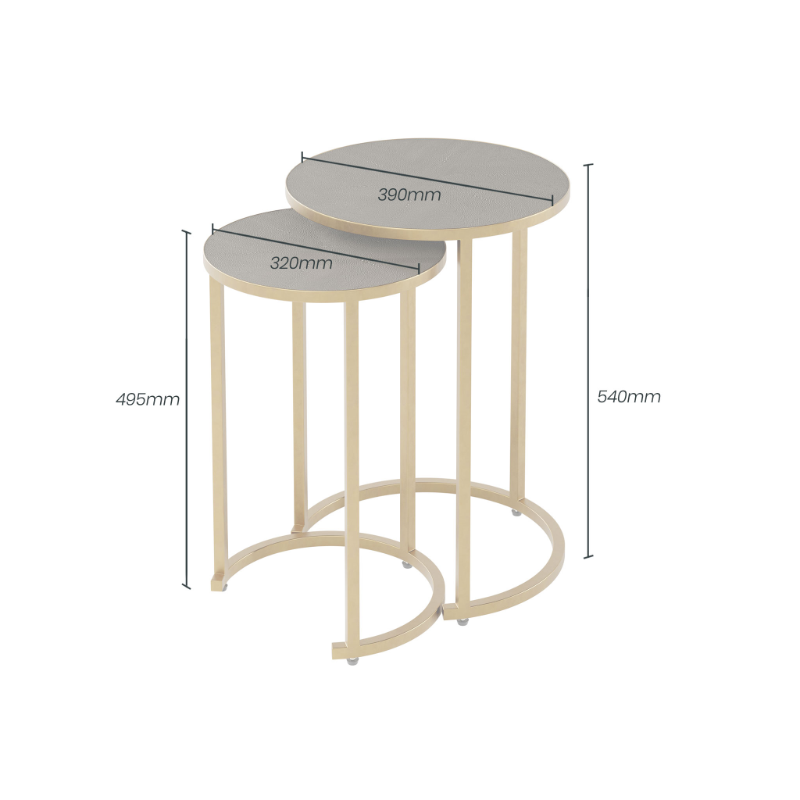 Hampton Nest of 2 Tables - Grey Shagreen